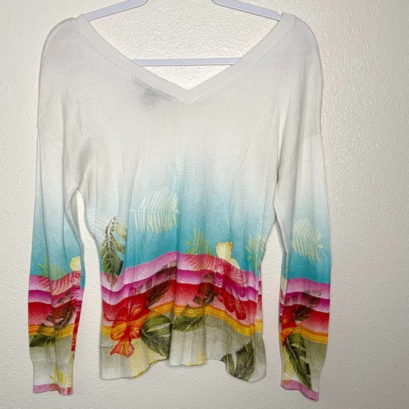 Desigual | Multi Print Colorful Embroidered Sequin Pullover Sweater - Picture 2 of 7